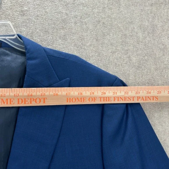Falcone Mens Blue 2 Piece Suit Set Peak Lapel Blazer Jacket 52L Pants 40X28